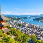 広島瀬戸内の寺と港町パノラマ